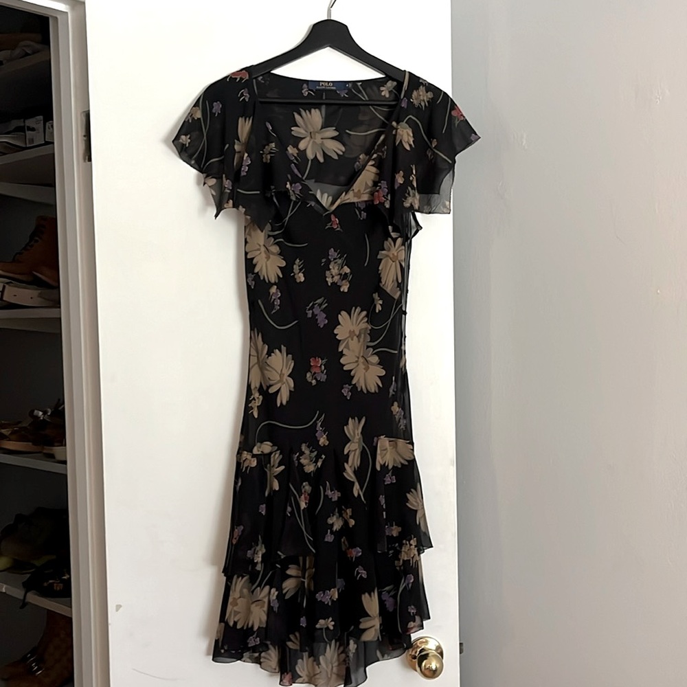Polo by Ralph Lauren sheer v-neck floral dress